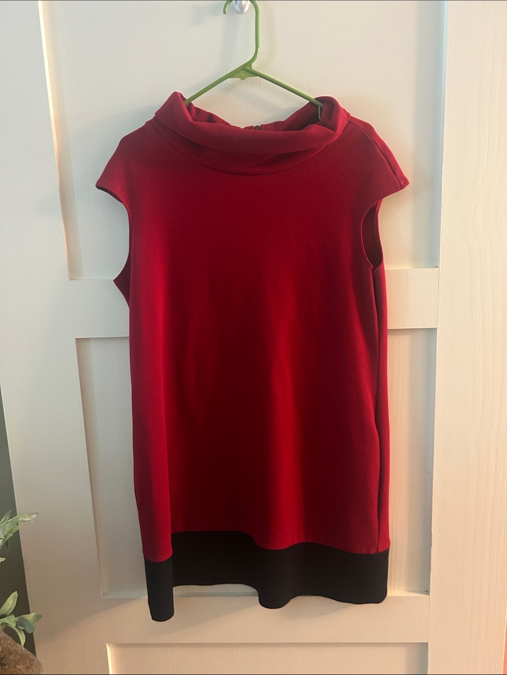 Express Red Sleeveless Tunic with Black Trim